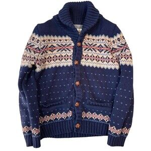 Rorie Whelan‎ Sweater Blue Cardigan Toddler 4T Fair Isle 100% Cotton